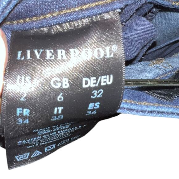 Liverpool Los Angeles Dark Wash Ankle Jeans Size 2 Rolled Cuffs Comfortable Fit - Picture 9 of 9